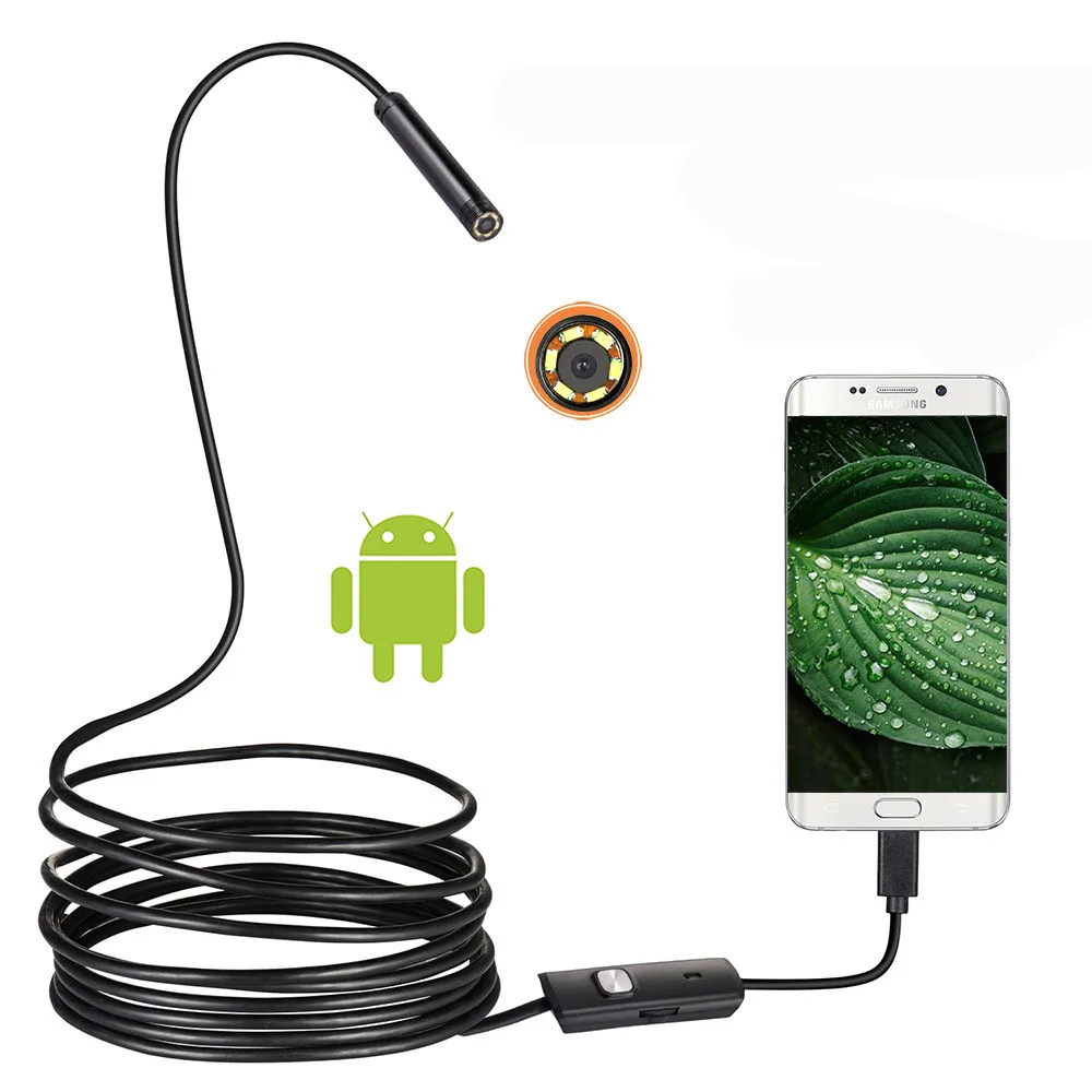 

5M Android Micro USB Endoscope 7mm 6 LED Waterproof Borescope Inspection Camera