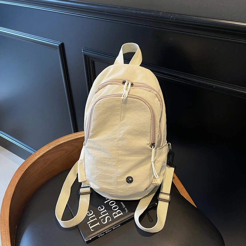 

2025 высококачественные сумки для женщин, нейлоновые сумки на плечо с шнурком, простые модные женские рюкзаки большой вместимости