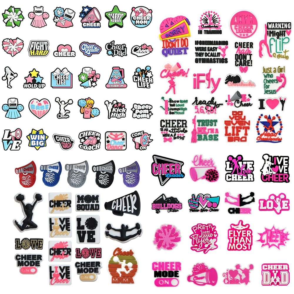 16-83Pcs Cheerleading Aerobics Mix Shoes Charms Clog Decorations PVC Shoe Accessories Cheer for It in the Competition!