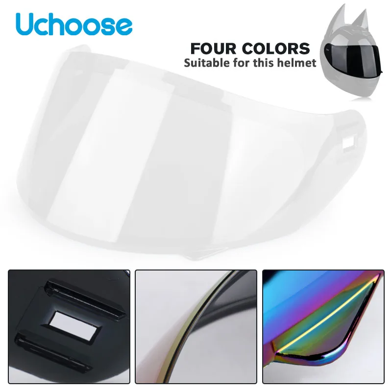 HNJ-Cat الأذن دراجة نارية خوذة عدسة ، كامل الوجه موتو أقنعة ، شفافة ، ملونة ، سهلة الفك ، تثبيت ، متعددة الأغراض #6