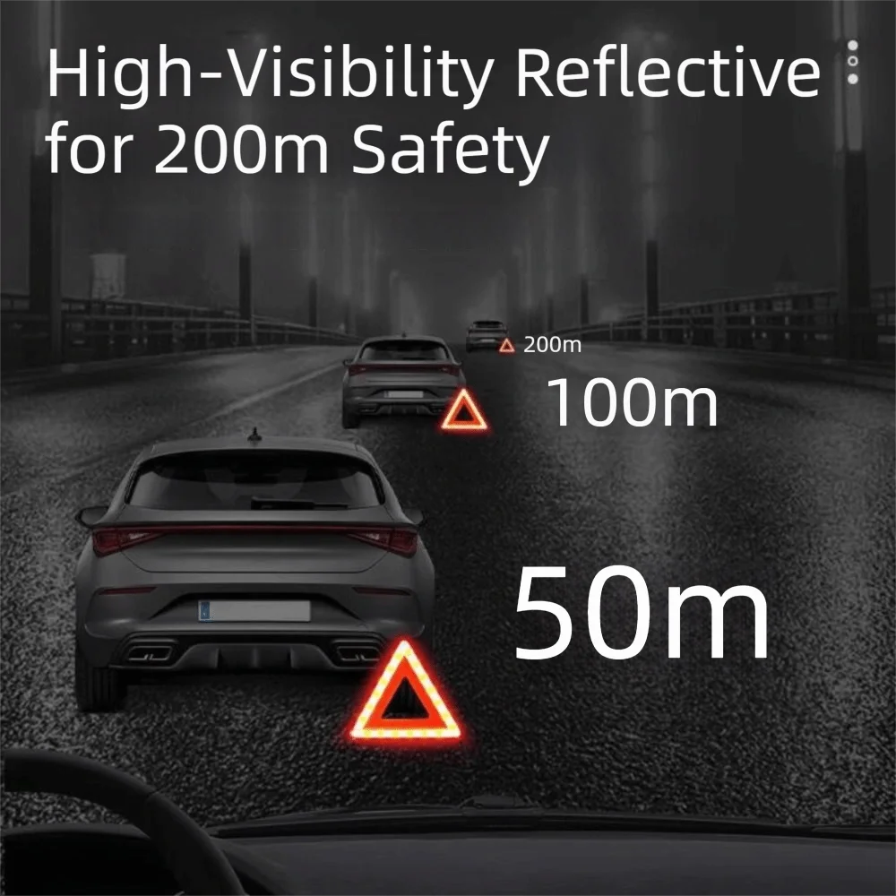 Red Reflective Warning Triangles Folding Portable Folding Hazard Triangle 43 cm Storage Box Roadside Hazard Sign