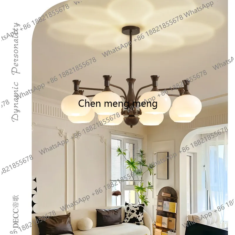 

Французская люстра для гостиной в средневековом стиле, новинка 2026 года, коричневая, в ретро-стиле, с трехцветной регулировкой яркости