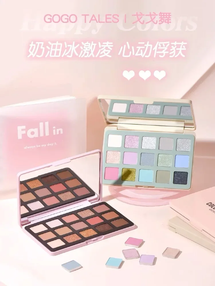 Gogotales 15 colori Ombretto Piatto Terra Colore Matte Glitter Pearl Makeup