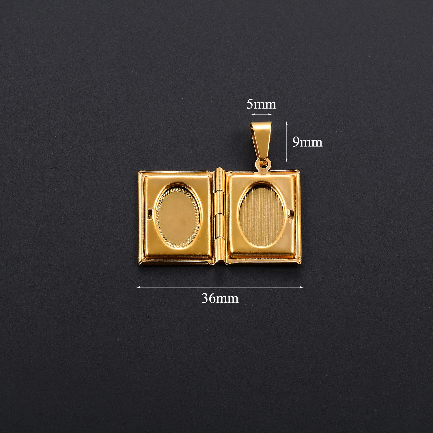 Fotorahmen-Anhänger Halskette O-Kette Rechteckiges Medaillon Buchbild-Charm Edelstahl Öffnbarer Anhänger Schmuck Paargeschenk – Detail 2