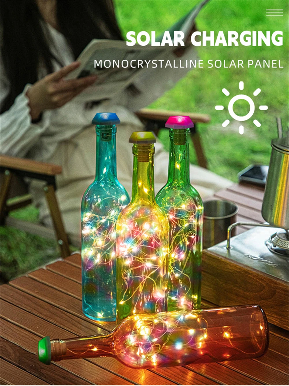 Upgraded Solar Wine Bottle Lights LED Waterproof Copper Lights Fairy Cork String Lights for Christmas, Outdoor, Wedding Decor