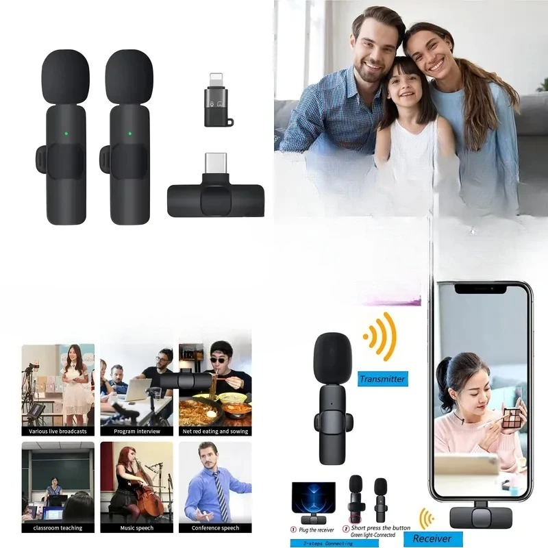 2026 New 1 to 2 Lavalier Microphone 2.4GHz 2 in 1 Portable Mini Wireless Recording