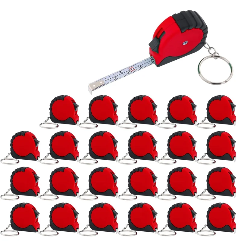 

ABKU-Mini Tape Measure Keychain Set, 3 Ft Retractable, 24 Pieces, Pocket Size With Lock