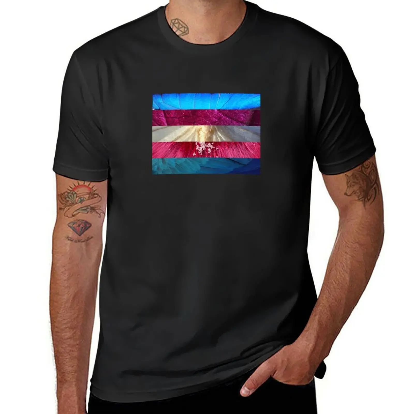 

New Transflag natural patterns - a transgender pride flag made from natures colors T-Shirt Short sleeve fitted t shirts for men