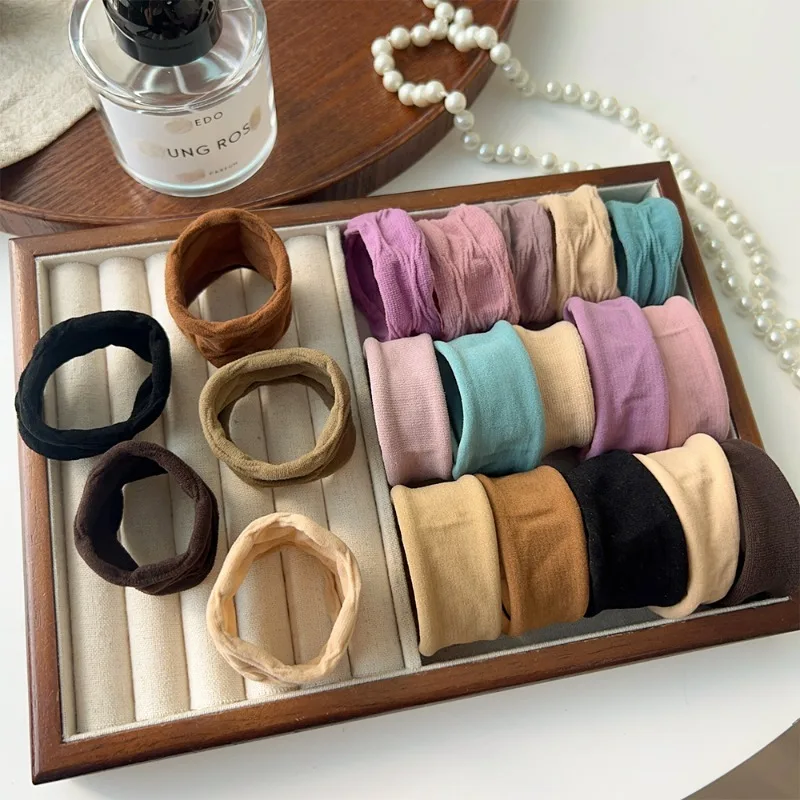 5/60Pcs 두꺼운 머리 밴드 밧줄 나일론 솔리드 높은 포니 테일 홀더 헤어 넥타이 여성 탄성 고무 밴드 Scrunchies 헤어 링