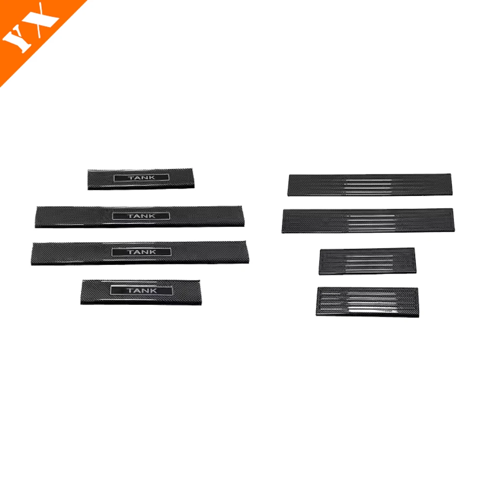 For GWM Tank 700 hi4t Accessories 2024 ABS Plastic Carbon Car Door Sill Scuff Trim Plate Welcome Protectors Guard Plat