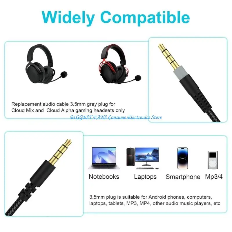 

Gaming Headsets Replacement Cord Enhances Sound Quality for CloudAlpha Headsets