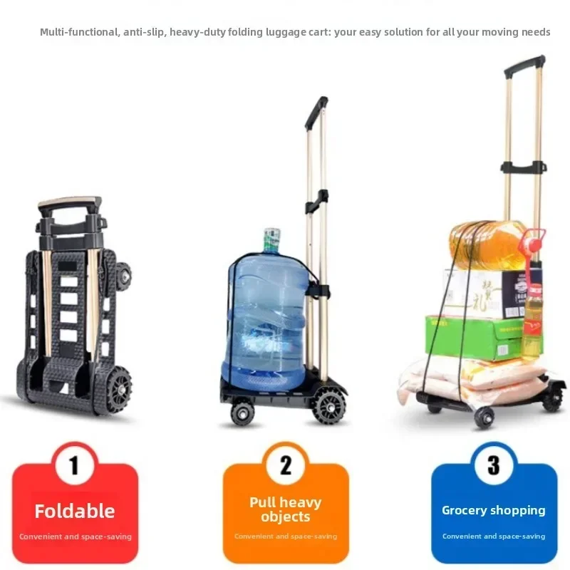 Silent wheel folding small pull cart luggage cart shopping moving shopping cart