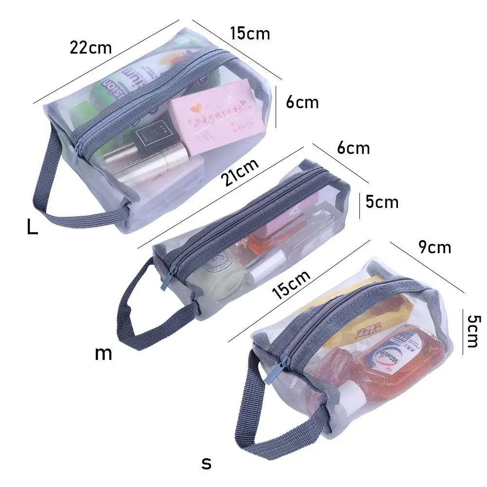 Mesh Large Capacity Fashion Handbag Toiletry Bag Korean Storage Bag Skin Care Storage Bag Zipper Makeup Bag Women Cosmetic Bag