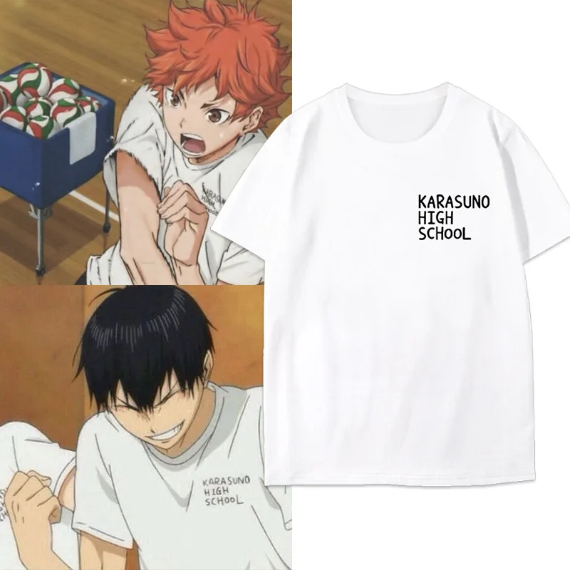 Haikyuu!! Volleyball Youth Cosplay Costume Karasuno High School Volleyball Club Sportswear Unifrom Men Halloween Casual T-shirt