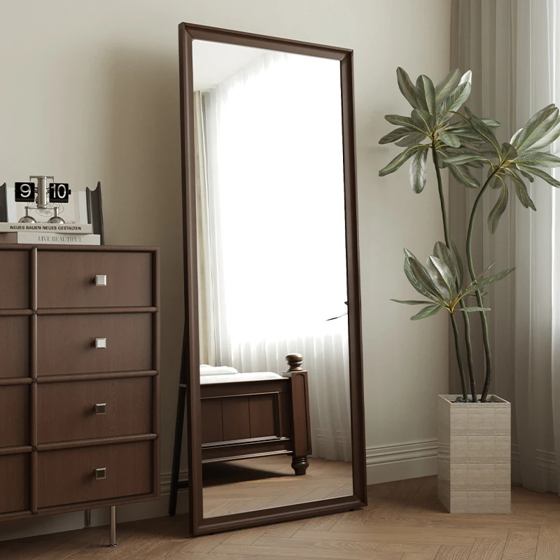 Large mirror solid wood full retro full-length floor home advanced sense Internet celebrity girls bedroom f