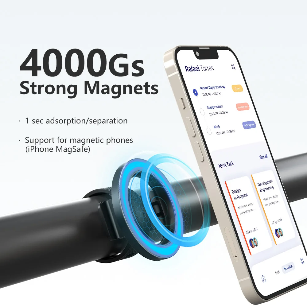 

Magnetic Phone Holder with Silicone Strap Strong Magnets Universal for IPhone 17 16 15 Samsung Stand for Pram Golf Cart