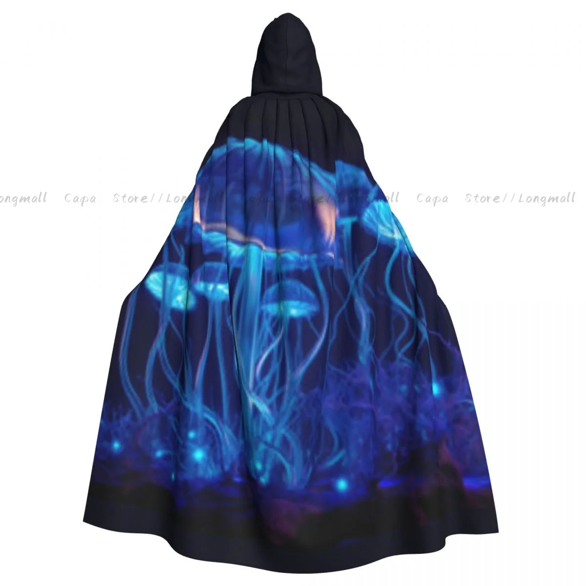 Adult Vampire Cape Hooded Robe Mushrooms Jellyfish Halloween Cloak Full Length Cosplay