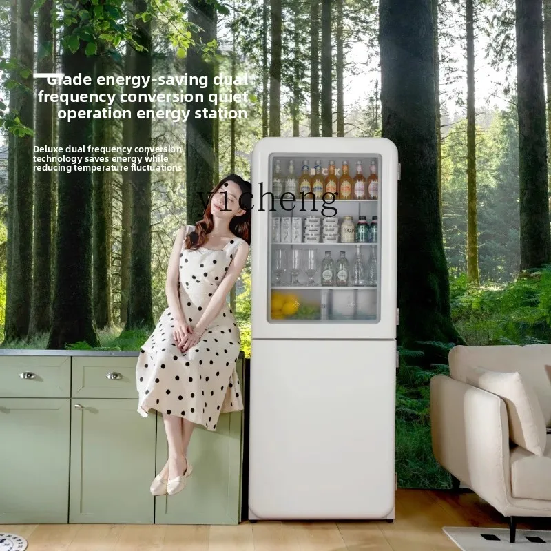 Refrigerated and Frozen Double Open Two Door Home retro Refrigerator