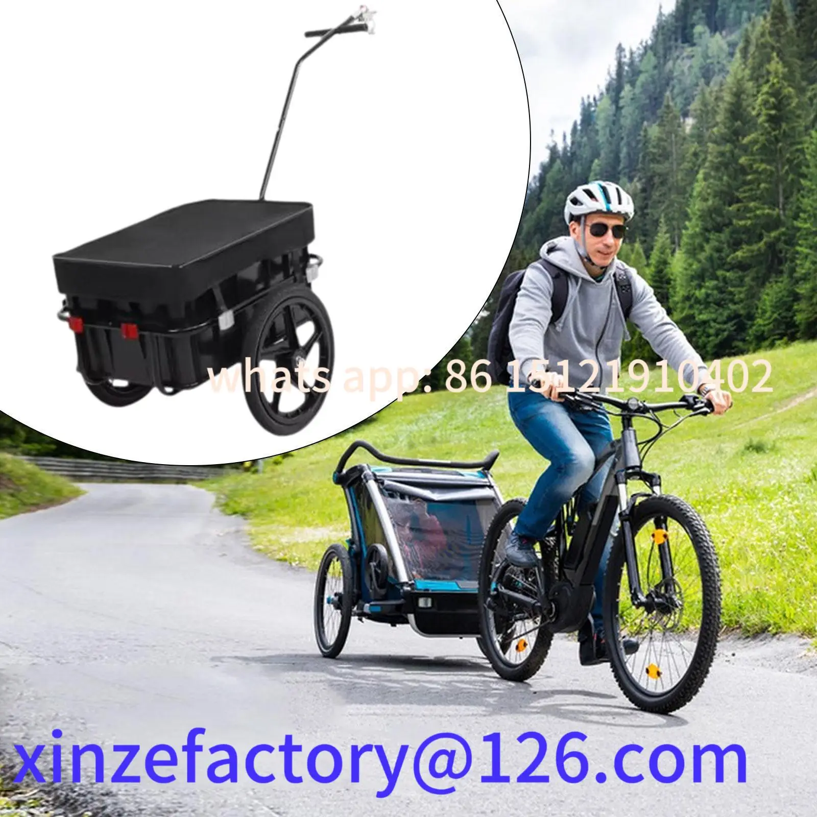 

Be suitable for Bike Cargo Trailer with Wheels Universal Bicycle Wagon Cart Transport Towable Pet Cart