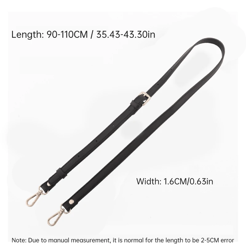 Long Strap Belt Black 1.6cm Wide Replacement Crossbody Handles For Diy Bag Belt Women\'s Adjustable PU Leather Sling Bag Strap