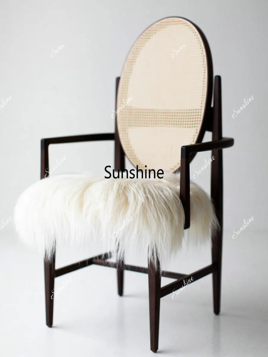 Medieval solid wood dining chair surprised by the quiet wind retro rattan back armrest book chair