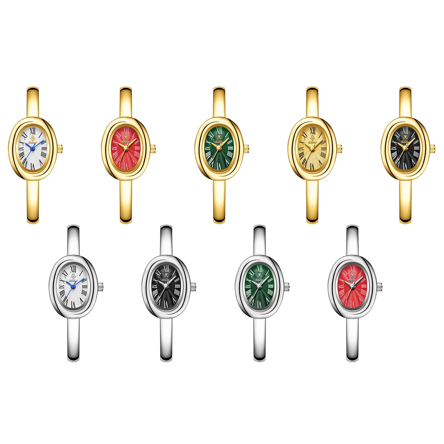 YaLaLuSi Brand Women's Bracelet Quartz Watch Light Luxury Oval Gold Watch Roman Numerals Wristlet Vintage Fashion Gift box