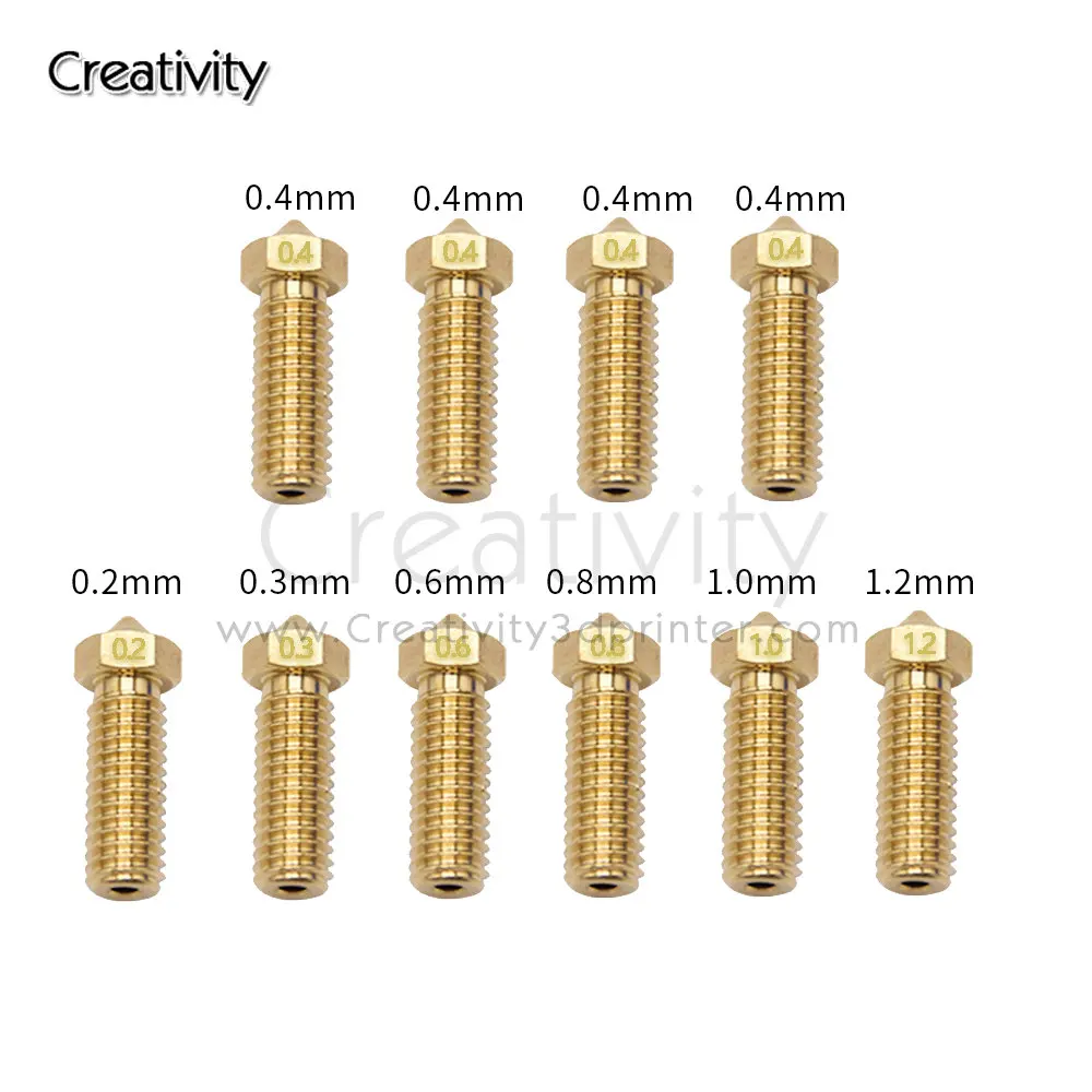 

Creativity 3D Printer Parts Volcano Nozzles Stainless Steel Brass M6 Thread Hotend Nozzle 0.2mm-1.2mm For 1.75mm Filament