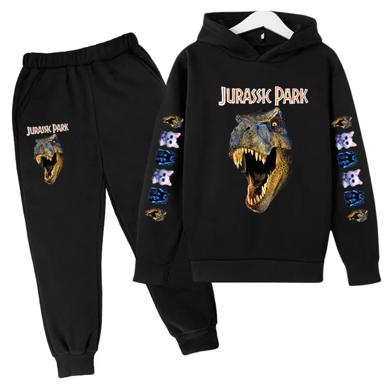 Kids Fall Sweatshirt Hoodie 3-12Y Boys Girls Clothes Toddler Coat Jurassic Dinosaur Top+ Pants 2P Sport Pretty Girls Casual Set