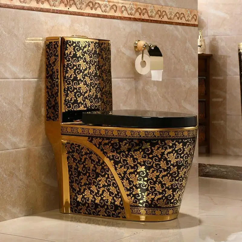 One Piece Closestool Fluishing Toilet Floor Mounted Luxious Villa Ceramic Bathroom Seat Toilet