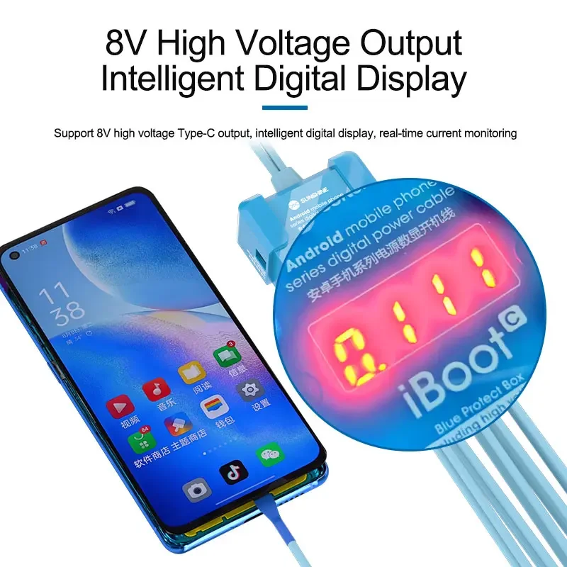 SUNSHINE IBoot C Android serie di telefoni cellulari 8V cavo di alimentazione digitale stivale ad alta tensione adatto a vari modelli di telefoni Android