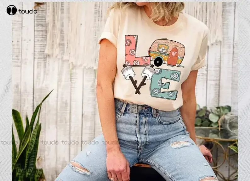 Love Camper Shirt| Camping Shirt| Camping Family Shirt| Camping Life Shirt Digital Printing Tee Shirts Custom Gift Xs-5Xl Unisex