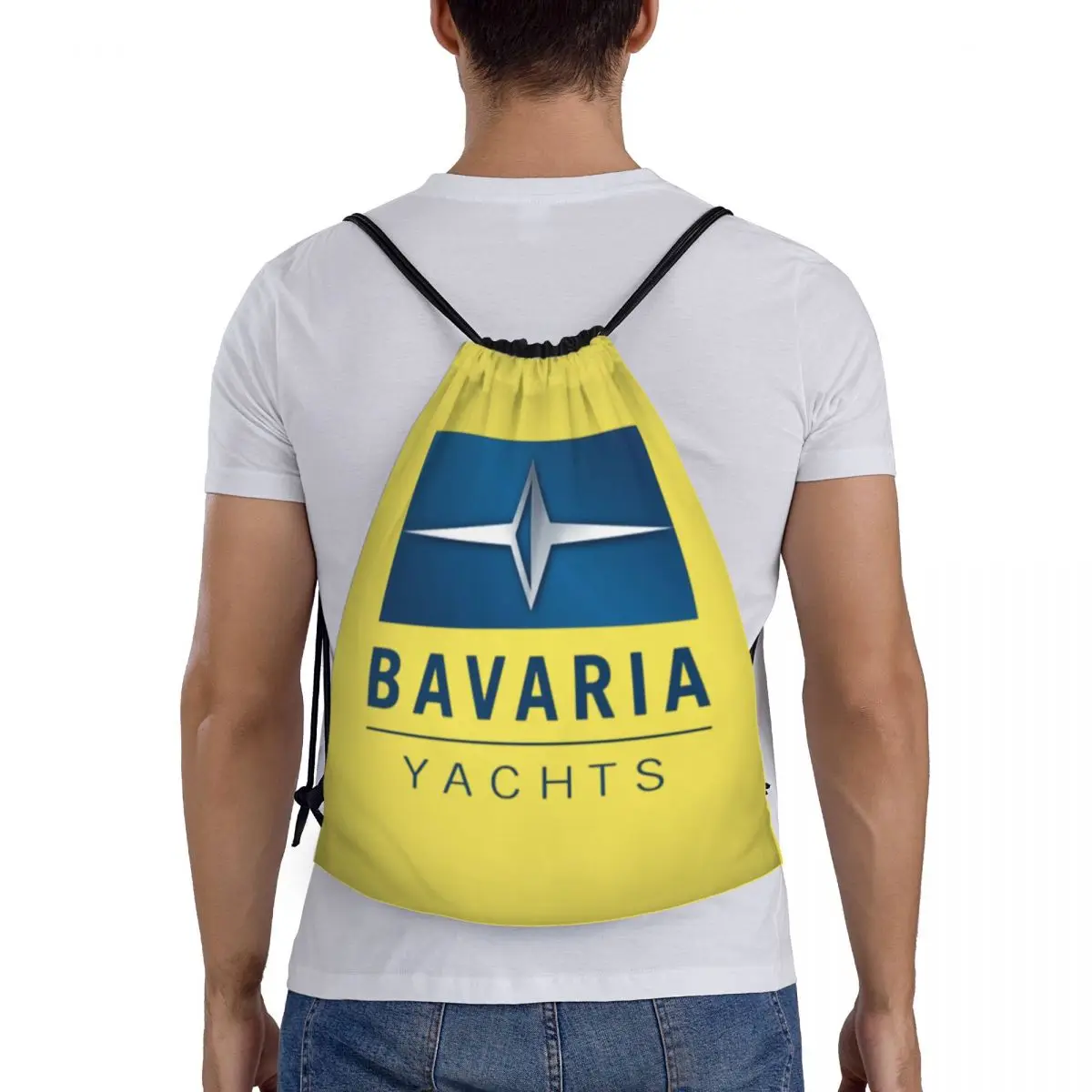 

Bavaria Yachts Blue Silver Logo Backpacks Casual Portable Drawstring Bundle Pocket Sports Bag Book Bags For Man Woman Students