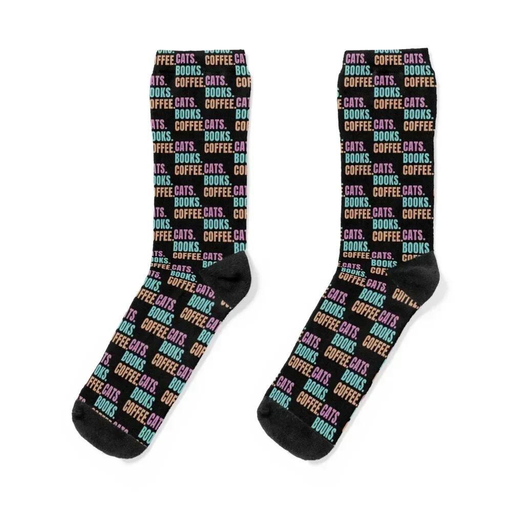 

Cats Books and Coffee Socks kids snow cool christmass gift Men Socks Women's
