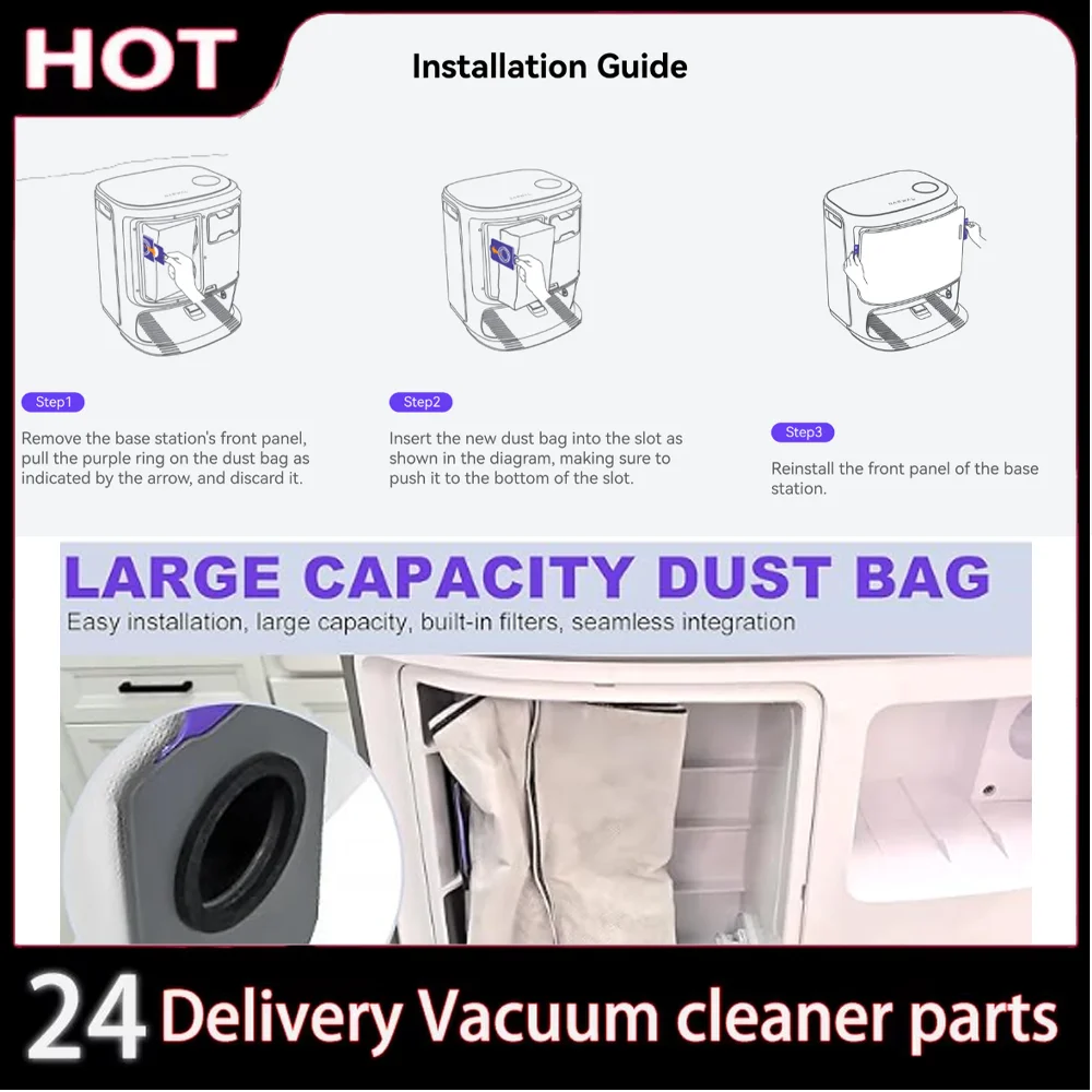 

for Flow (Basic Dock)/Freo Z Ultra/Freo Z10/Freo Z10 Ultra/Freo X10 Pro Robot Vacuum Accessories Genuine Narwal Dust Bag