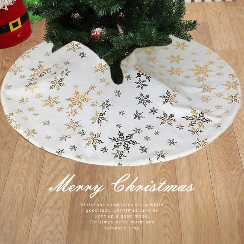 White Tree Skirt 90cm Winter Holiday Double-layer Christmas Tree Skirt with Moon Star Snowflake Design Festive Home for Pencil