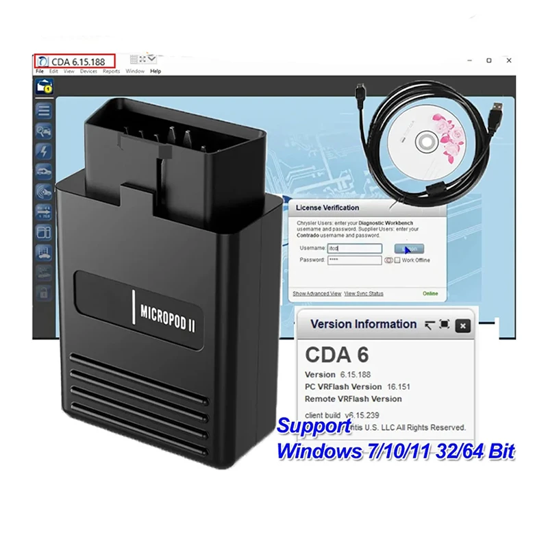 Newest Engineering CDA6 CDA 6.15.188 Software With MicroPod 2 For FLASH Downloader AND VIN EDITING