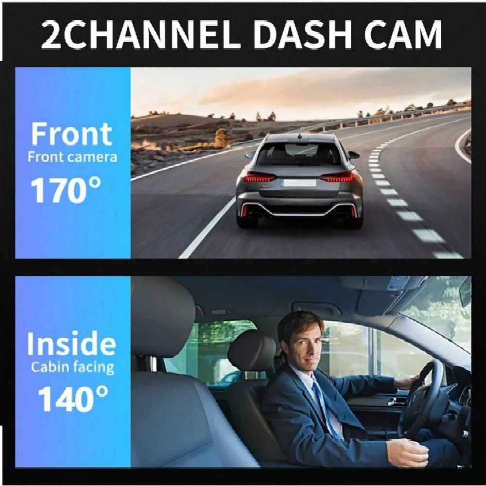 1080P Dual Dash Cam with WIFI for Cars Front And Inside Car Black Box Car Video Recorder