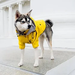 Dog Raincoat Windproof and Rainproof Yellow Puppy Hoodies Jacket Multi-size Suitable for Large, Medium and Small Dog Clothes