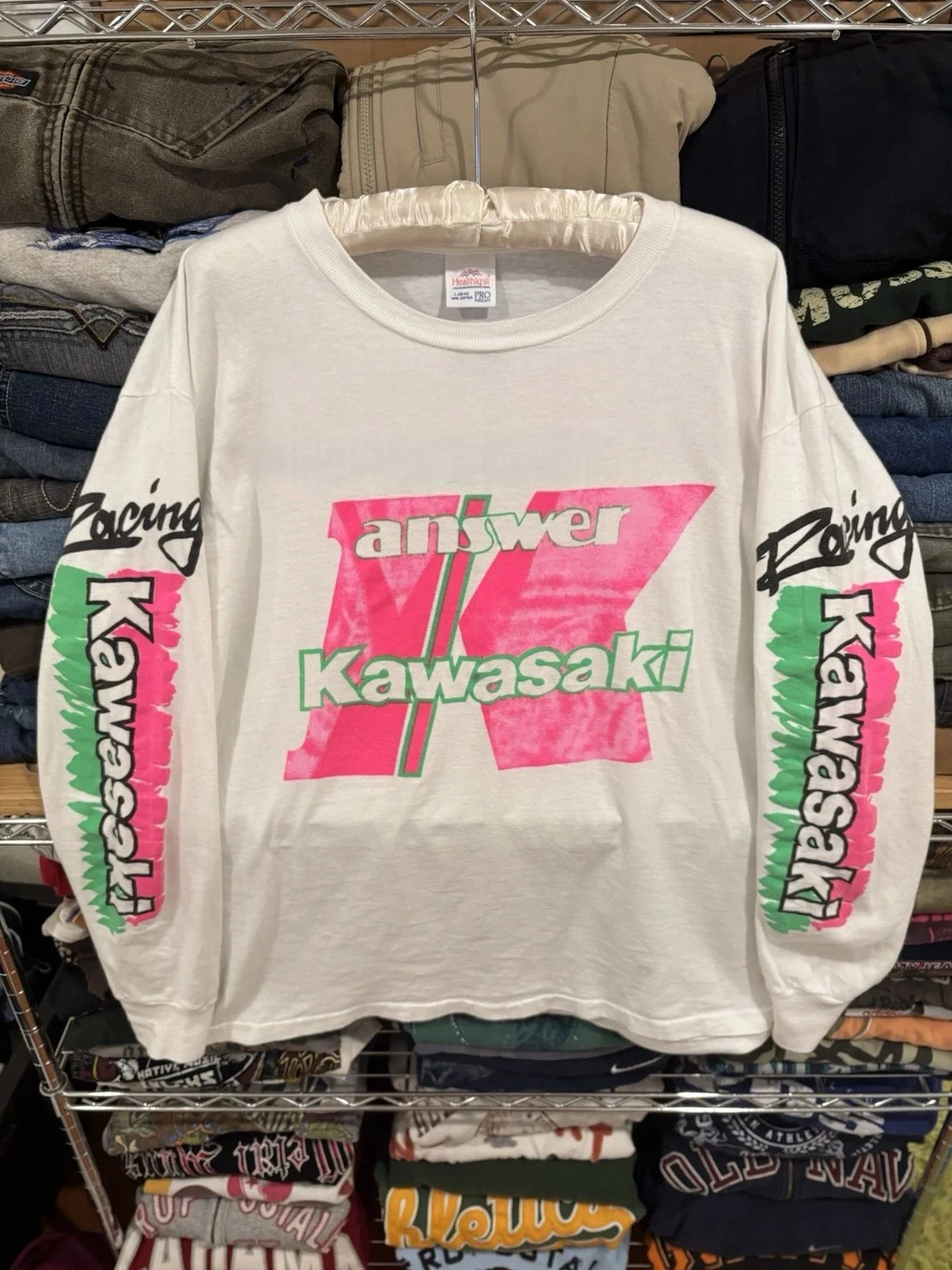 

Kawasaki мотоциклетная гоночная команда для мужчин и женщин футболка с круглым вырезом с длинным рукавом уличный стиль мото фанаты винтажные быстросохнущие топы для мотокросса