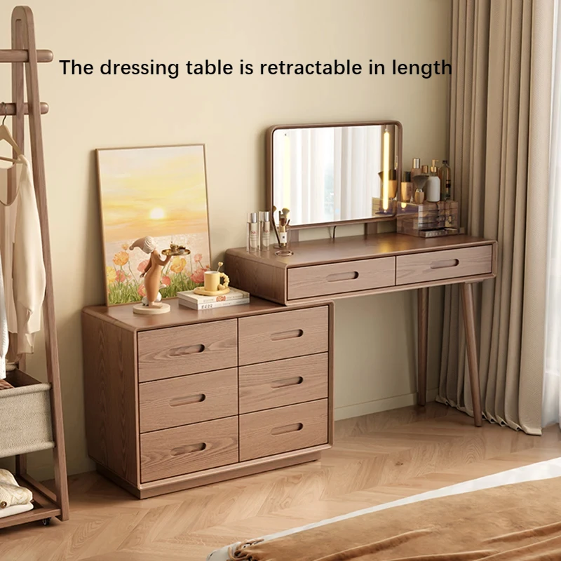 Wooden Dressing Table Makeup Drawers Mirror Minimalist Dressing Table Fashionable Escritorio De Maquillaje Bedroom Furniture