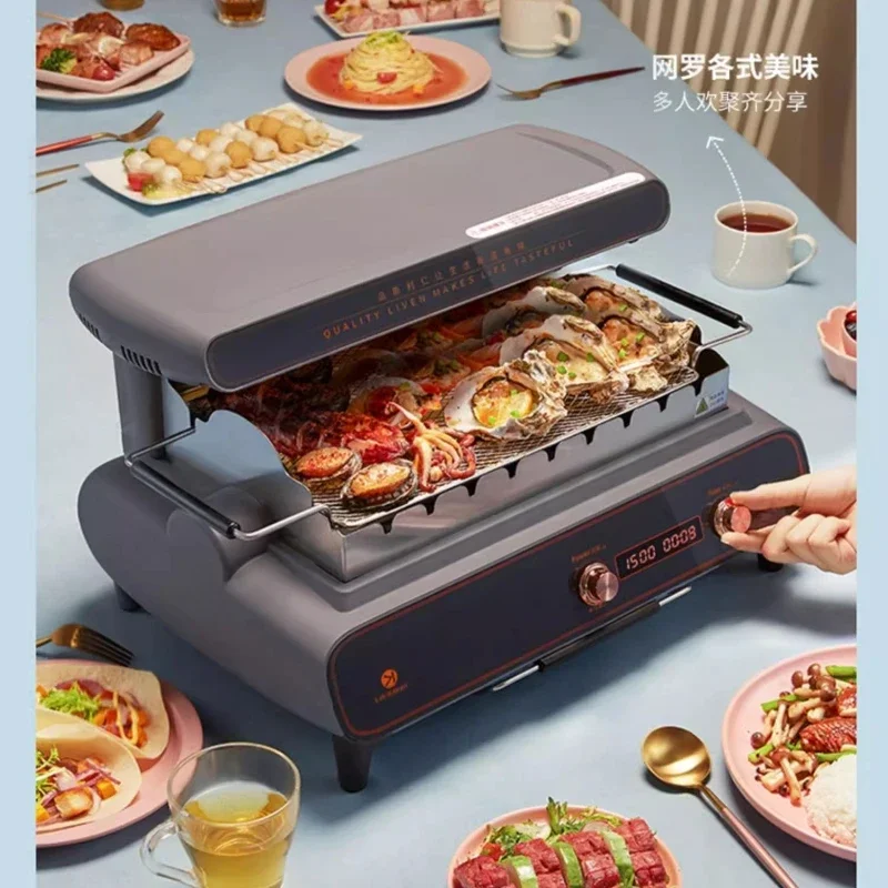 

Электрический гриль для барбекю, бытовая машина для шампуров, полностью автоматическая вращающаяся машина для барбекю, многофункциональная электрическая машина для легкого дыма