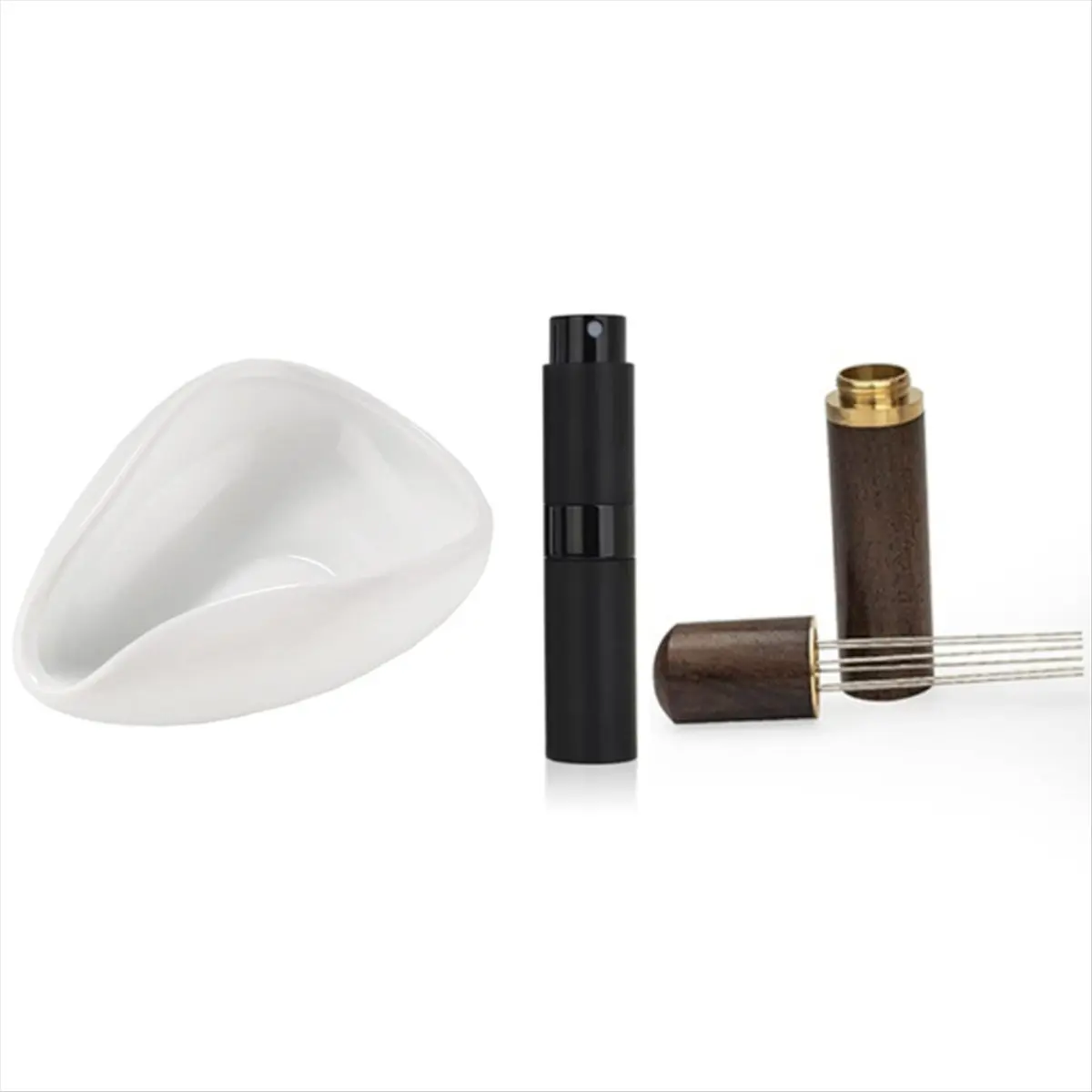 A78I  Bottle and Coffee Bean Dosing Cup and WDT Tool 3-Piece Set, Ceramic Dosing Vessels Tray Kit,Coffee Bar Accessories