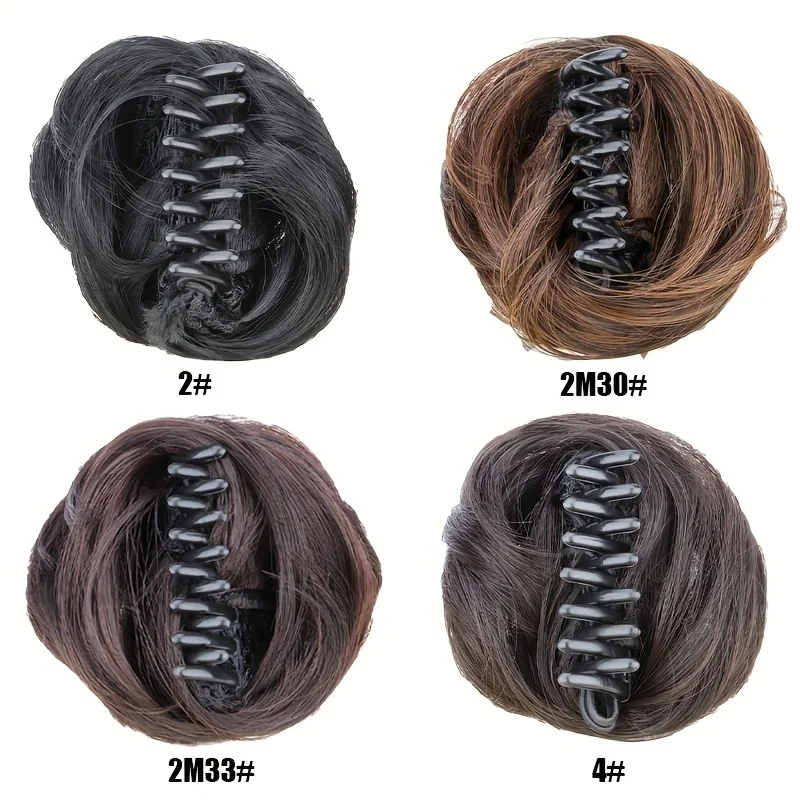 WIGSIN Synthetic Short Curly Chignon Bun Hair Extension Claw Clip in Hair Black Brown Cute Girl Messy Hairpiece for Women