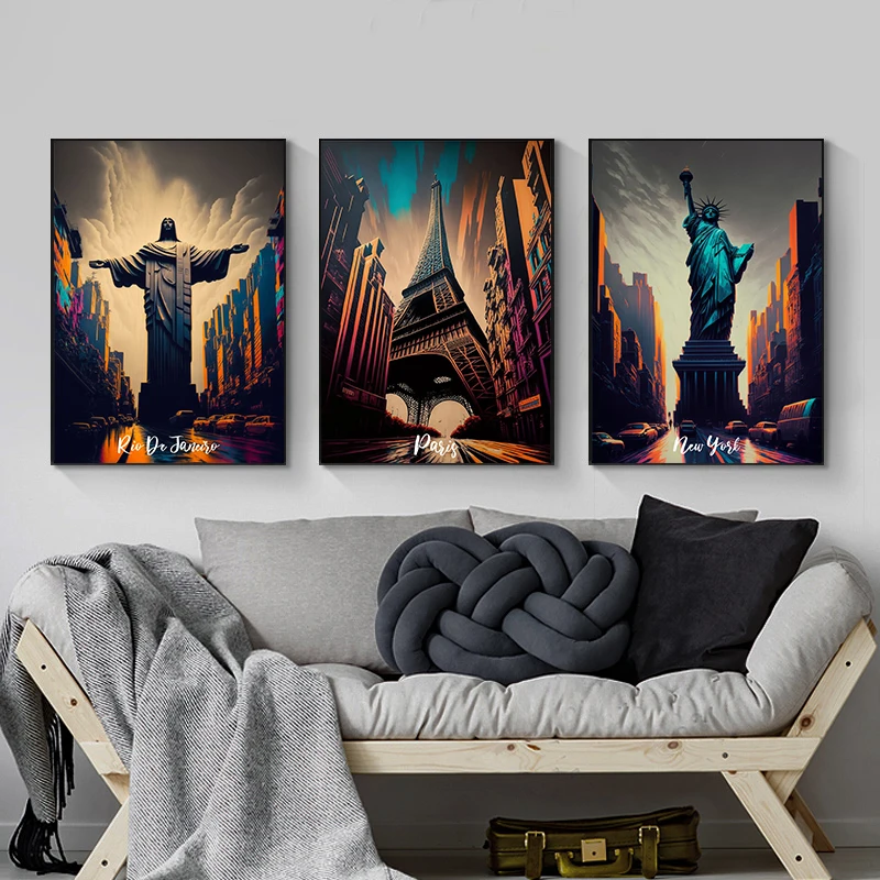 Modern Urban Architecture Los Angeles New York Times Square Poster Prints Canvas Printing Wall Art Picture for Room Home Decor