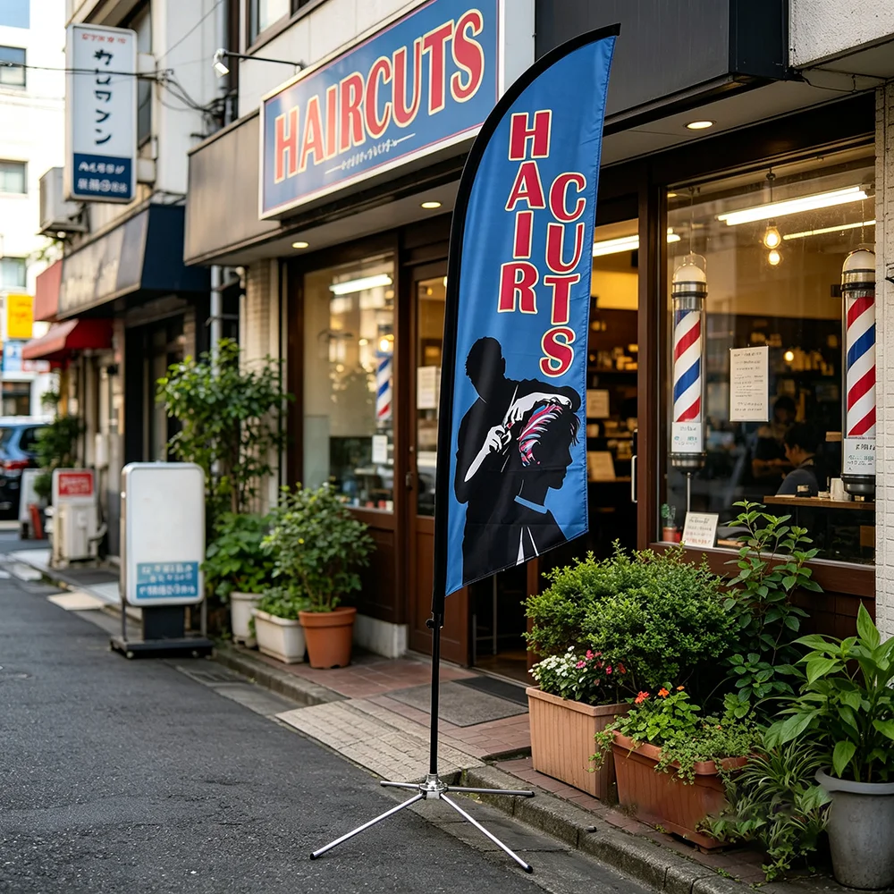 “Haircut” Hairdressing Feather Flag Only Flag Without Pole Beach Flag Custom Barber Shop Signboard Advertisement