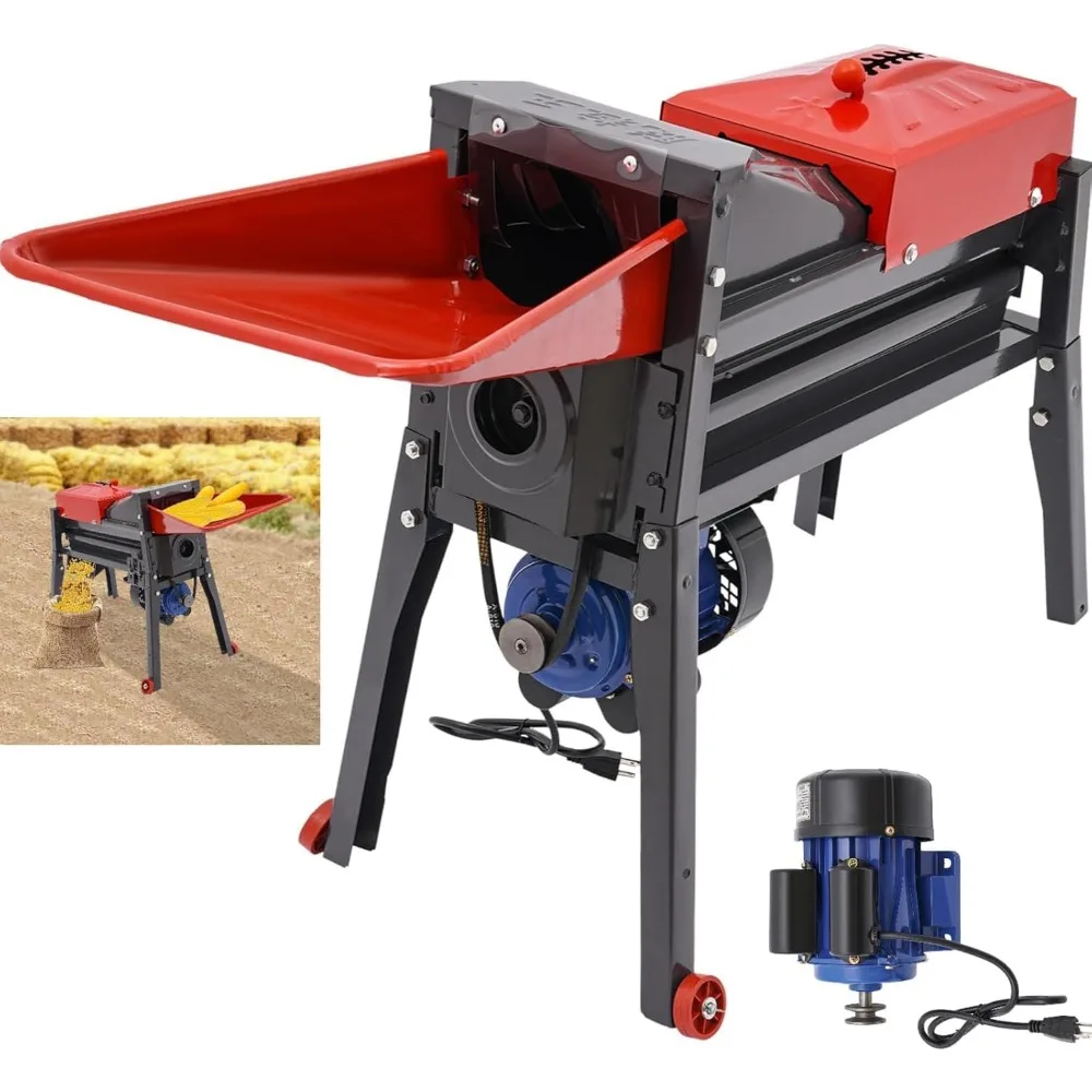 480W Electric Corn Thresher Machine with 13 Adjustable Gears & 2 Wheels, 2204-3307LBS/Hour Commercial Corn Threshing Machine Dry