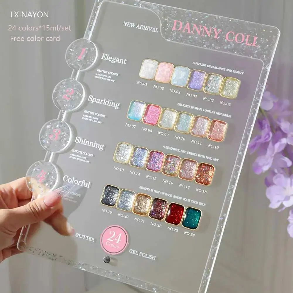 Shining Glitter Gel Nail Polish Set With Sample Nail UV Gel Varnish Soak Off Gelpolish LED Gel Varnish Nail Art Lacque Prime
