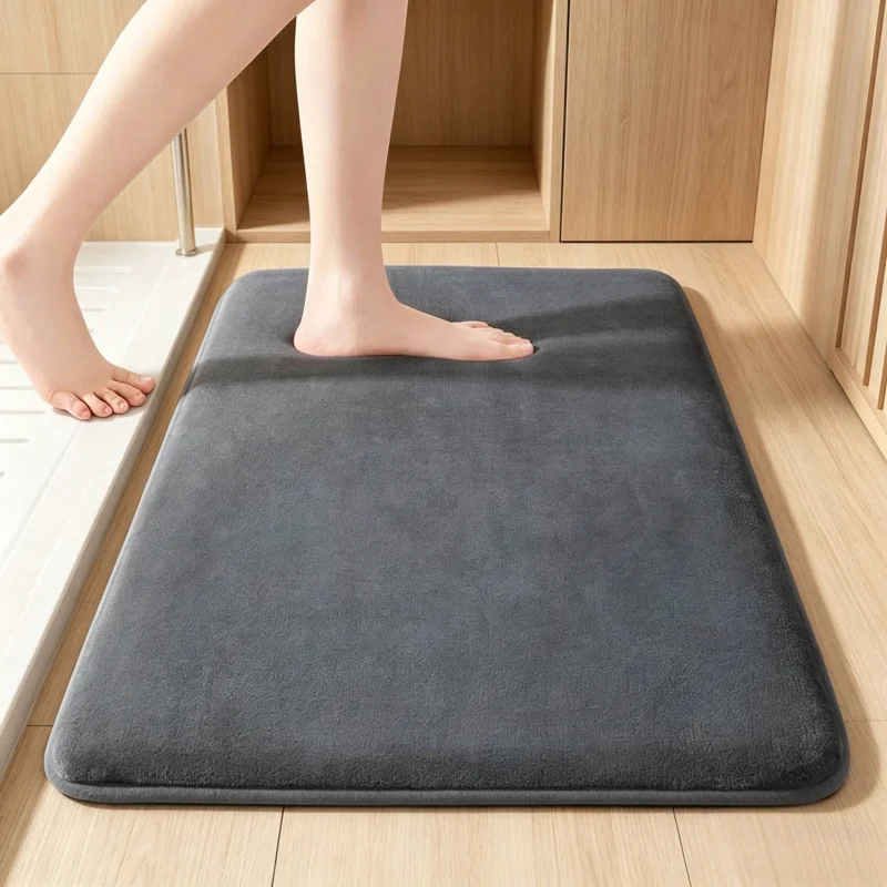 

Super Absorbent Coral Velvet Bath Mat, Non-Slip Bathroom Floor Mat, Soft Water-Absorbent Door Mat for Home
