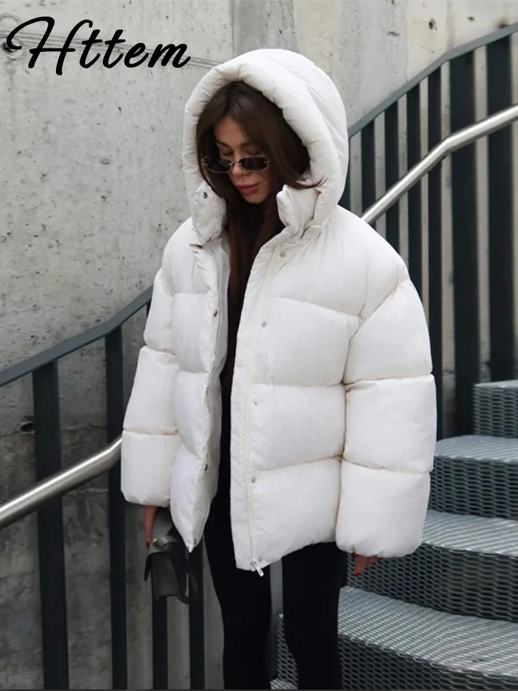 شريط مقنعين المرأة معطف القطن الأبيض الوقوف طوق كم طويل واحدة الصدر معاطف الإناث 2025 شتاء دافئ سترة حريمي جديد