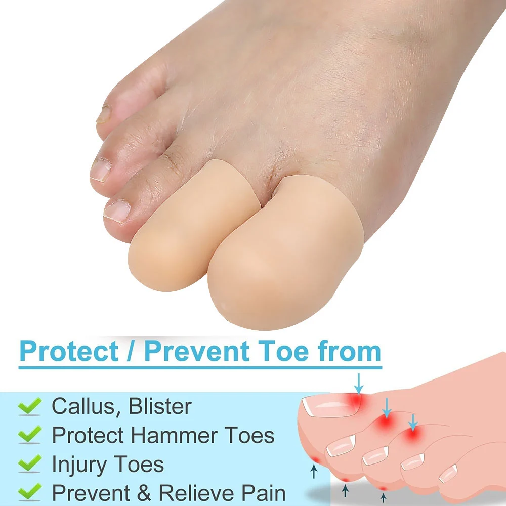 Pexmen 2Pcs Soft Toe Protectors Silicone Toe Caps to Cushion Toe Blister Corn Callus Great for Running Walking Stop Toe Pain